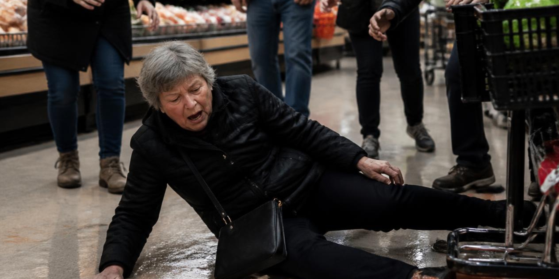 Woman fell in grocery store due to wet floor, need slip and fall lawyer