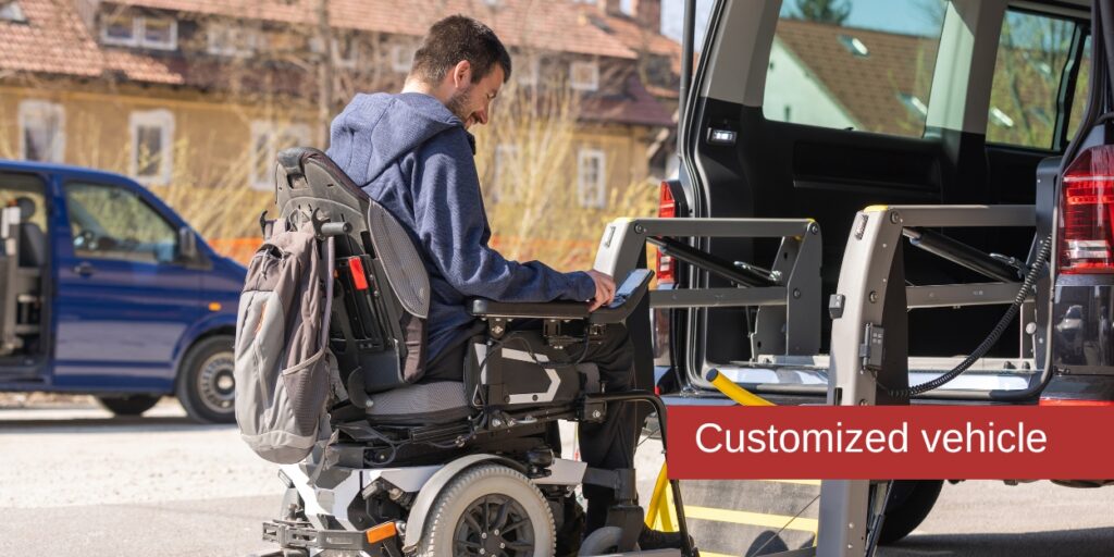 Customized vehicle for a person with paraplegia after suffering injuries in a car accident