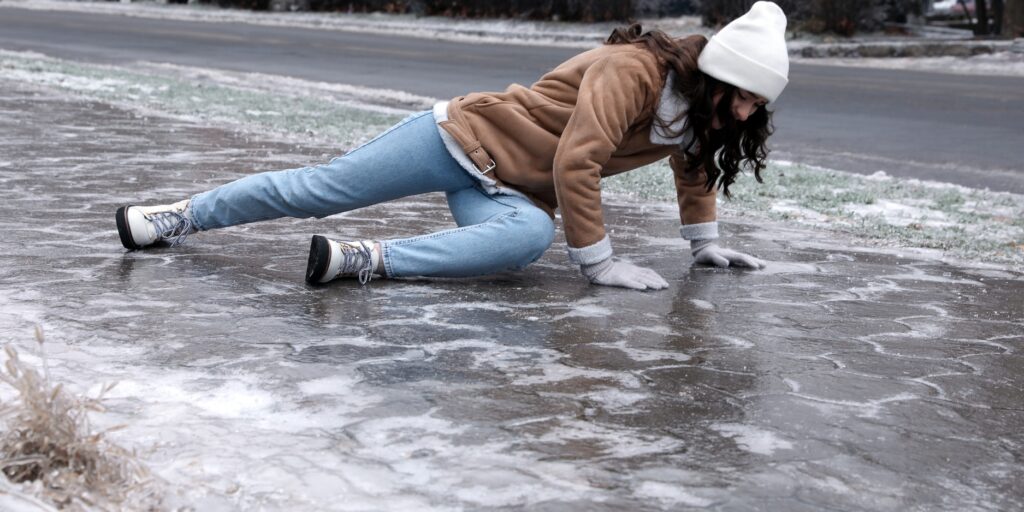 Female slipped and fell on ice in Toronto because the city did not salt the icy surface